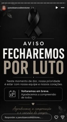 Academia onde Maria Eduarda trabalhava lamentou a morte e fez uma postagem sobre o luto • Reprodução/Redes Sociais