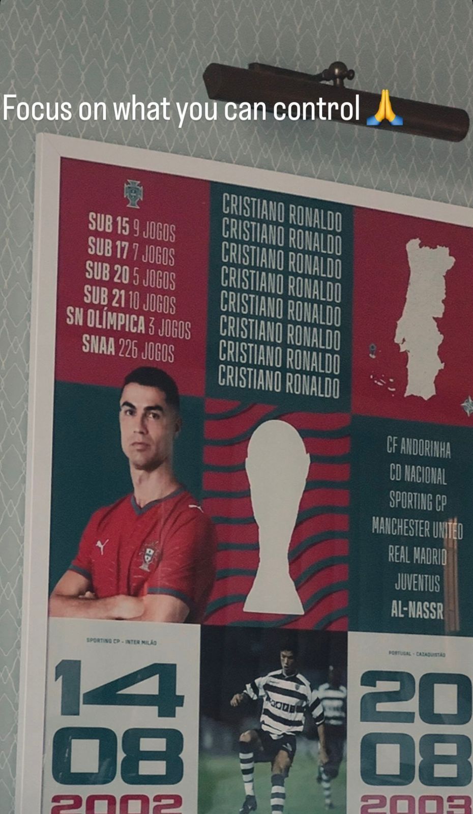 Publicação de Cristiano Ronaldo nos stories do Instagram •