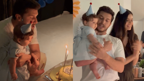 Klebber Toledo celebrou aniversário ao lado da esposa, Camila Queiroz, e da filha, Clara