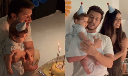 Klebber Toledo celebrou aniversário ao lado da esposa, Camila Queiroz, e da filha, Clara