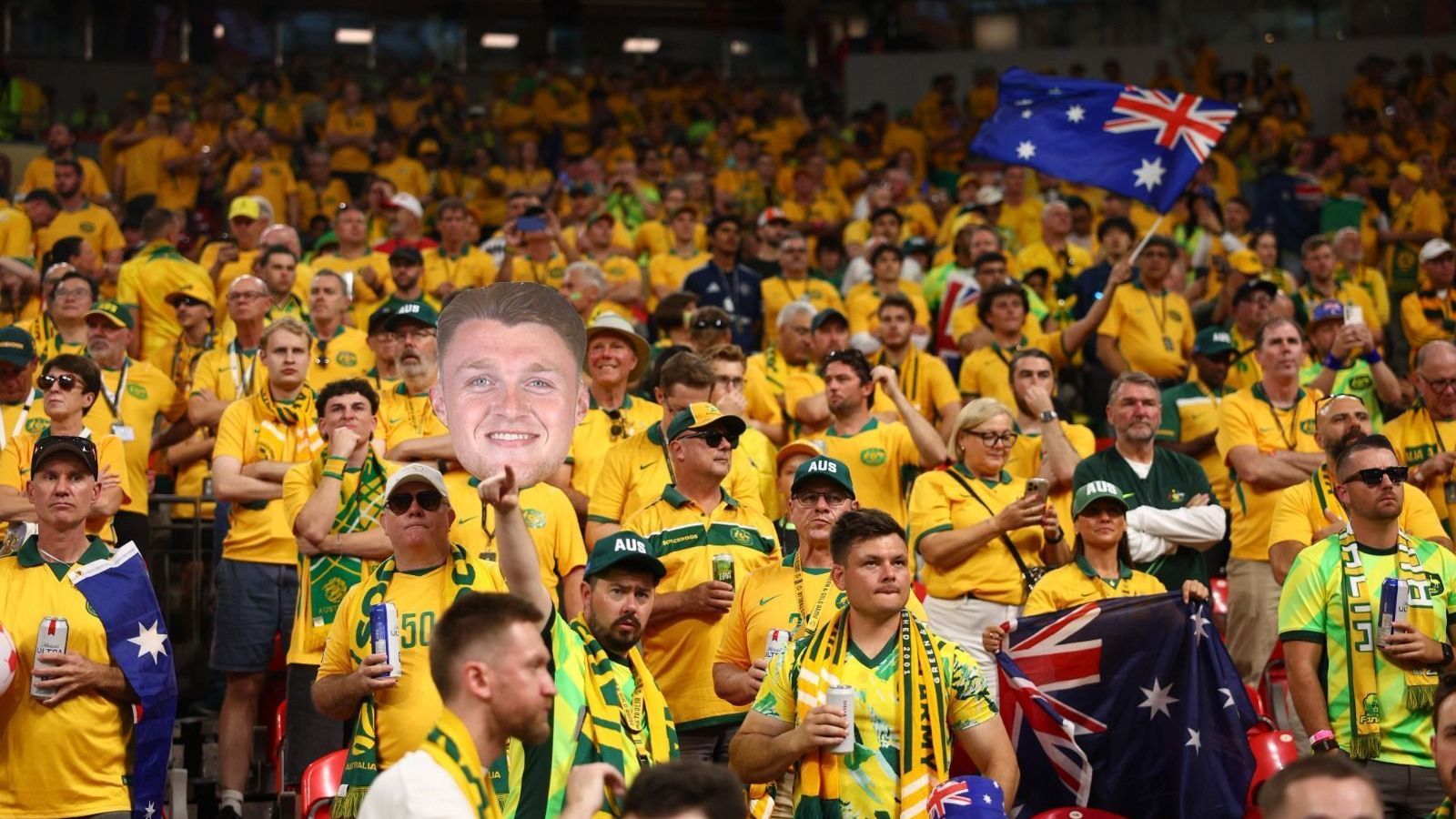 Torcida da Austrália no duelo contra a Turquia, válida pela primeira rodada da Copa do Mundo
