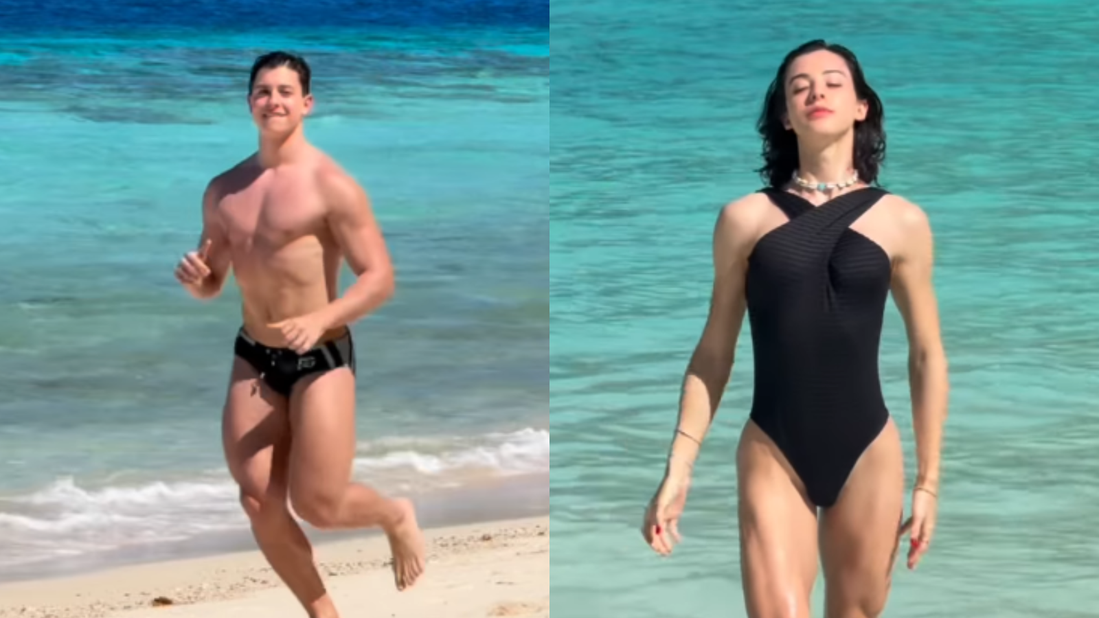 Bella Longuinho mostra antes e depois de transição de gênero com vídeo em mesma praia • Instagram/Bella Longuinho