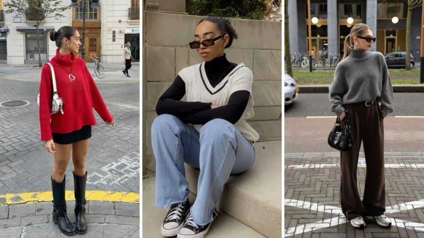 Looks com cacharrel de gola alta • Reprodução/Pinterest