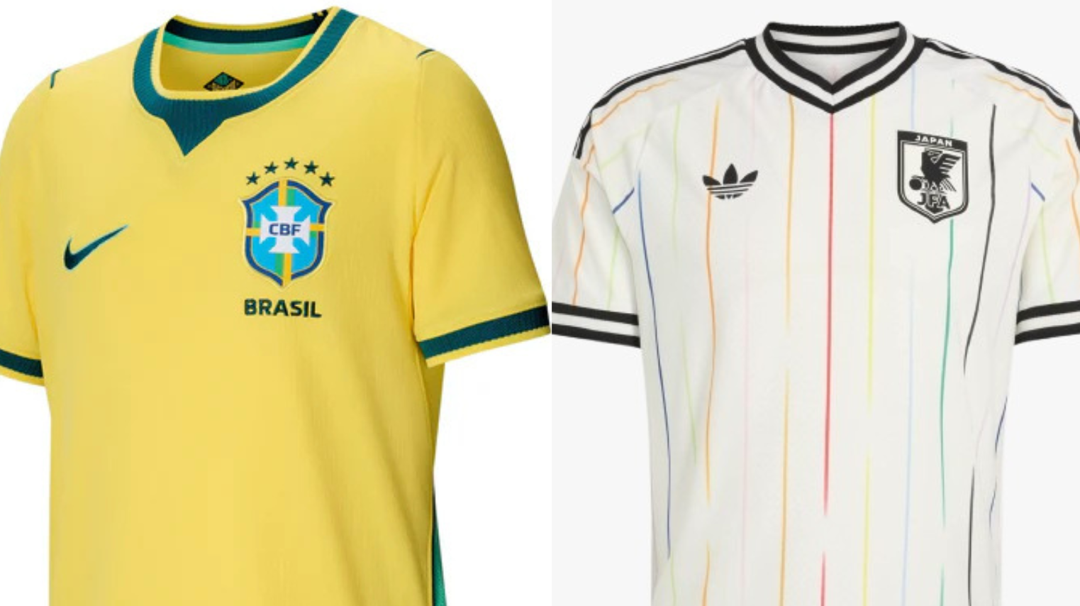 Uniformes de Brasil e Japão na Copa do Mundo