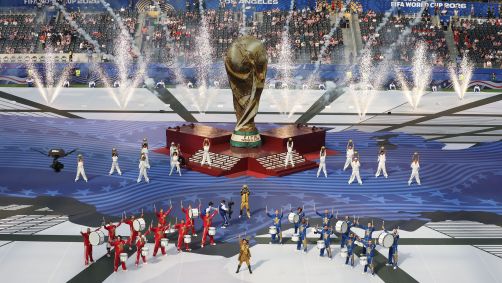 Cerimônia de abertura da Copa do Mundo realizada no Estádio de Los Angeles, nos Estados Unidos