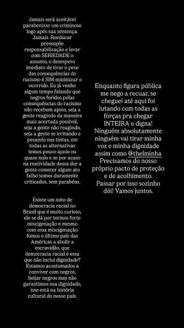 Gabz se pronuncia sobre apoio de famosos a Rodrigo Branco em caso de racismo contra Thelminha • Instagram/Gabz