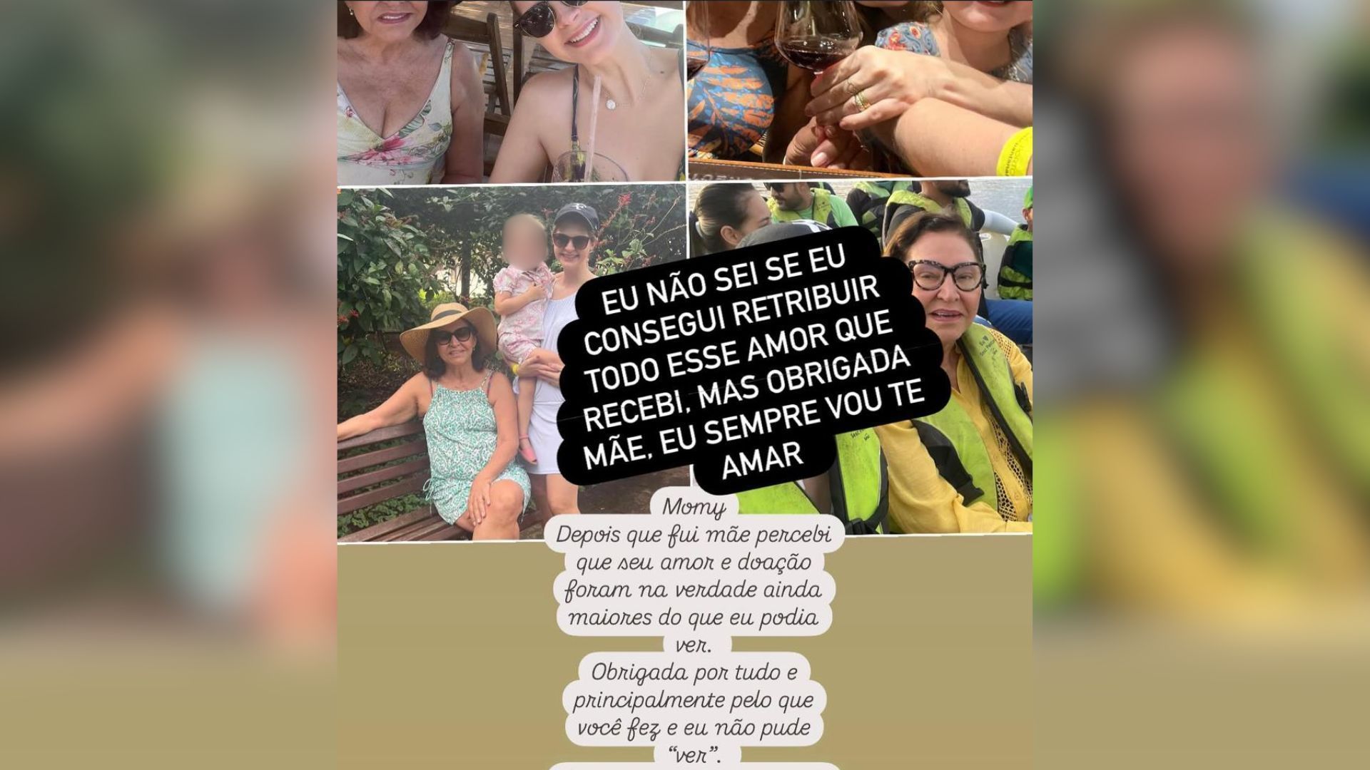 Raquel Fávero, que publicou homenagens nas redes sociais após a morte. “Eu não sei se consegui retribuir todo esse amor que recebi, mas obrigada, mãe, eu sempre vou te amar”, escreveu Raquel • Reprodução/Redes sociais