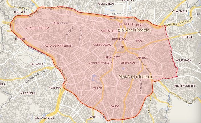 Área de rodízio de veículos na capital paulista • CET-SP