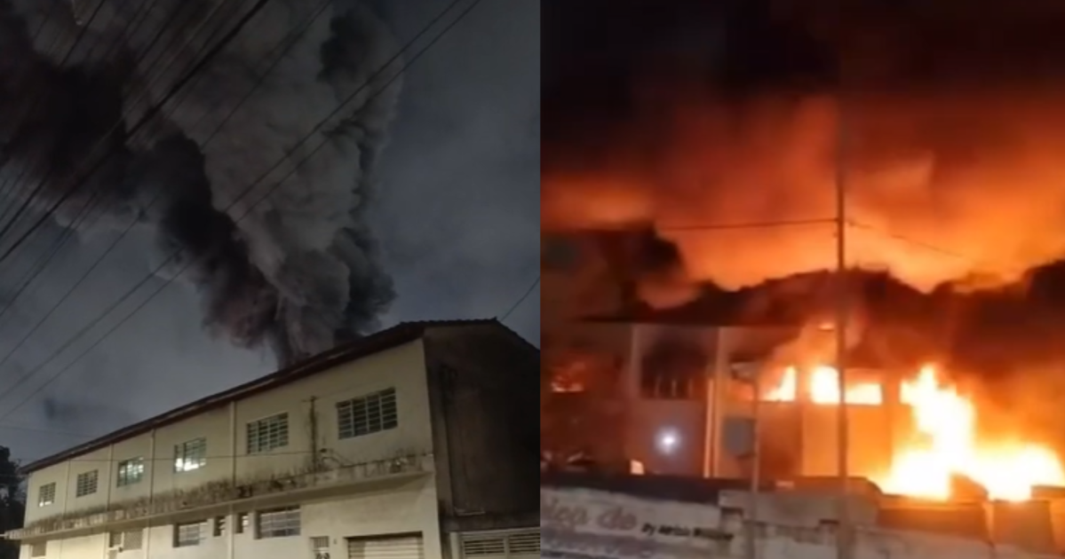 Incêndio em Guarulhos causou desabamento e coluna de fumaça