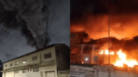 Fire in Guarulhos caused collapse and column of smoke