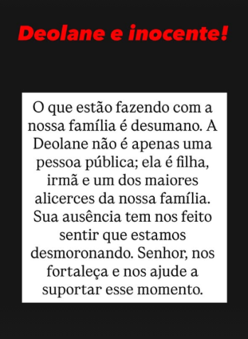 Dayanne Bezerra saiu em defesa da irmã, Deolane Bezerra, após decisão do TJSP • Instagram/Dayanne Bezerra