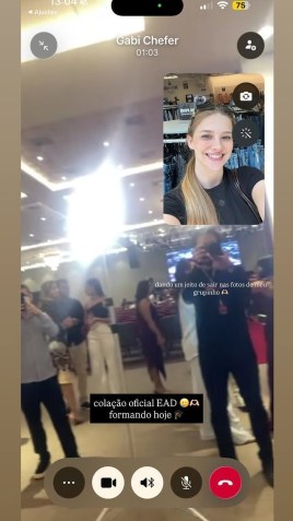 Isabella Rousso, namorada de Gabriel Martinelli, faz colação de grau à distância • Reprodução/Instagram