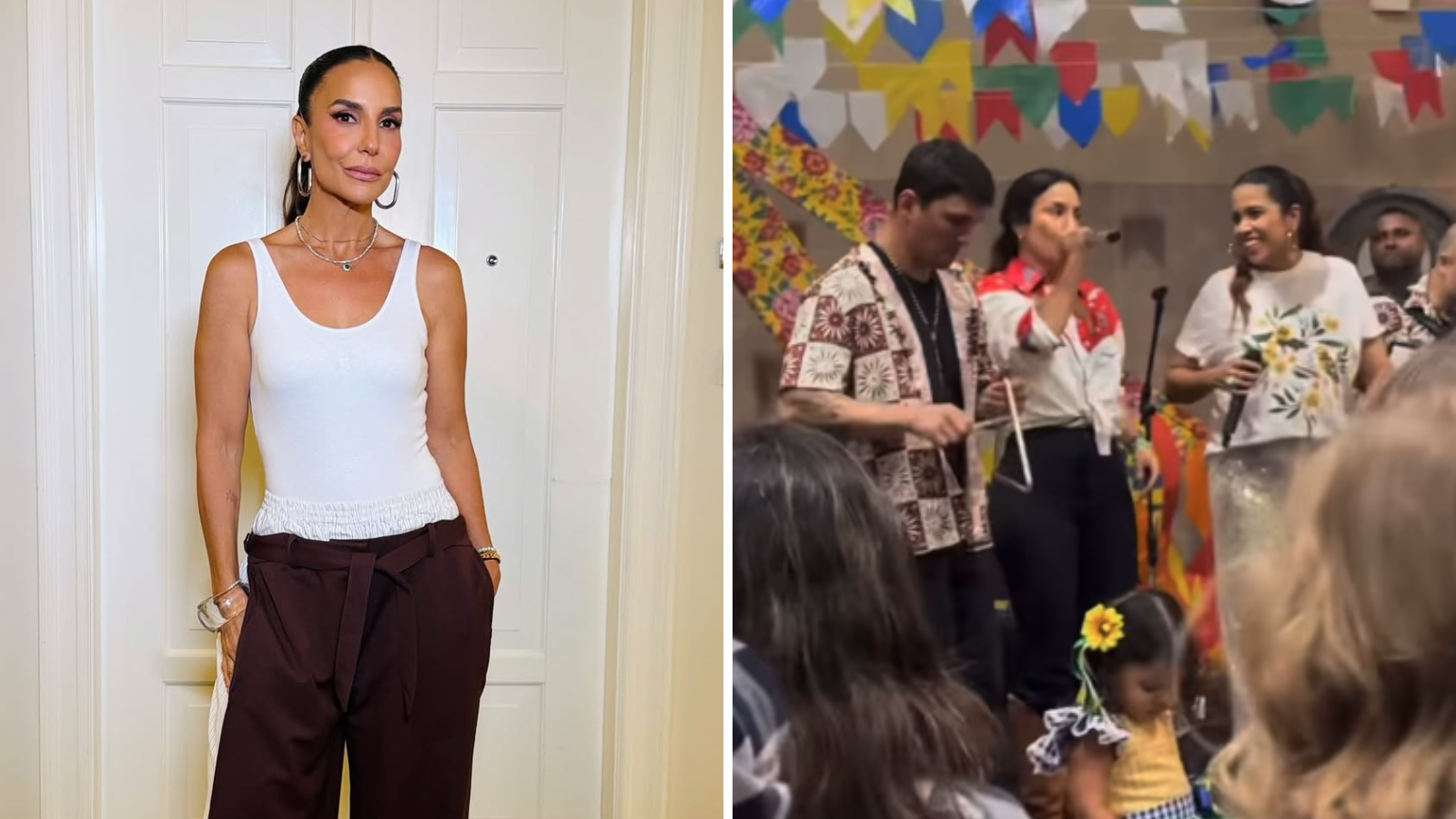 Ivete Sangalo subiu ao palco em festa junina das filhas nesta quarta-feira (17)
