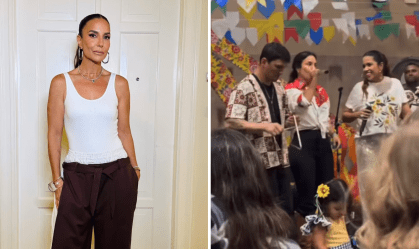 Ivete Sangalo subiu ao palco em festa junina das filhas nesta quarta-feira (17)
