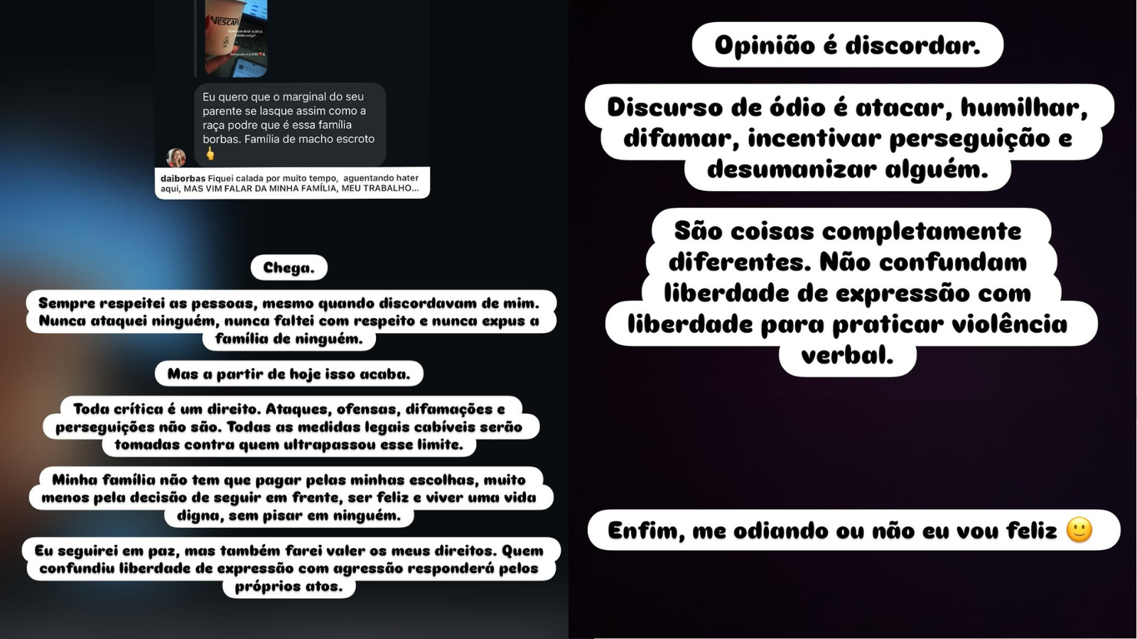 Lucas Borbas fala em medidas legais após comentários de ódio nas redes sociais • Instagram/Lucas Borbas
