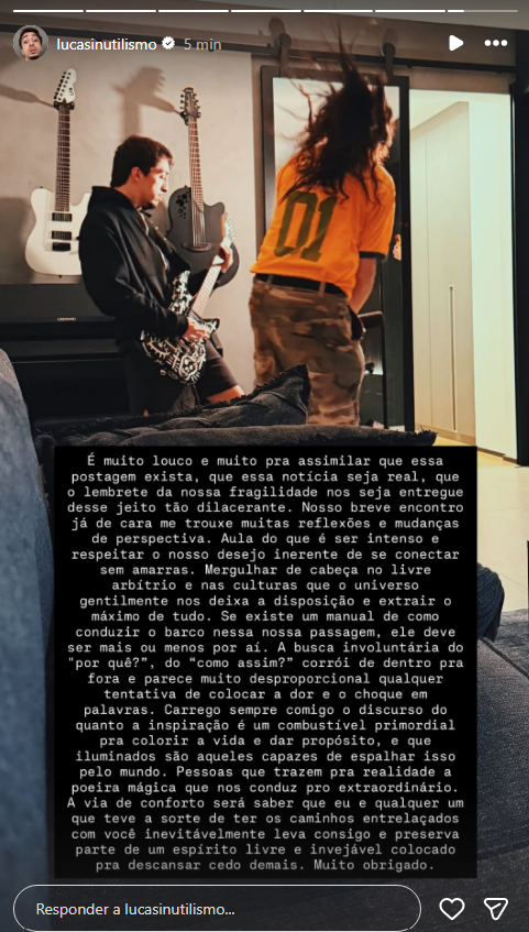 Çucas Inutilismo lamenta morte de Oliver Tree • Instagram/ Lucas Inutilismo