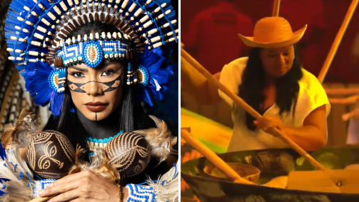 Néia Albuquerque, mãe de Marciele, representou a fabricação artesanal de farinha no Festival de Parintins 2026
