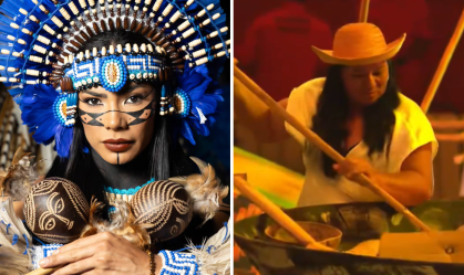 Néia Albuquerque, mãe de Marciele, representou a fabricação artesanal de farinha no Festival de Parintins 2026
