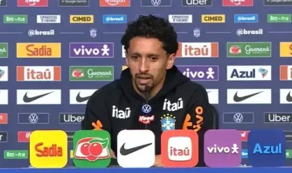 Marquinhos em coletiva da Seleção Brasileira