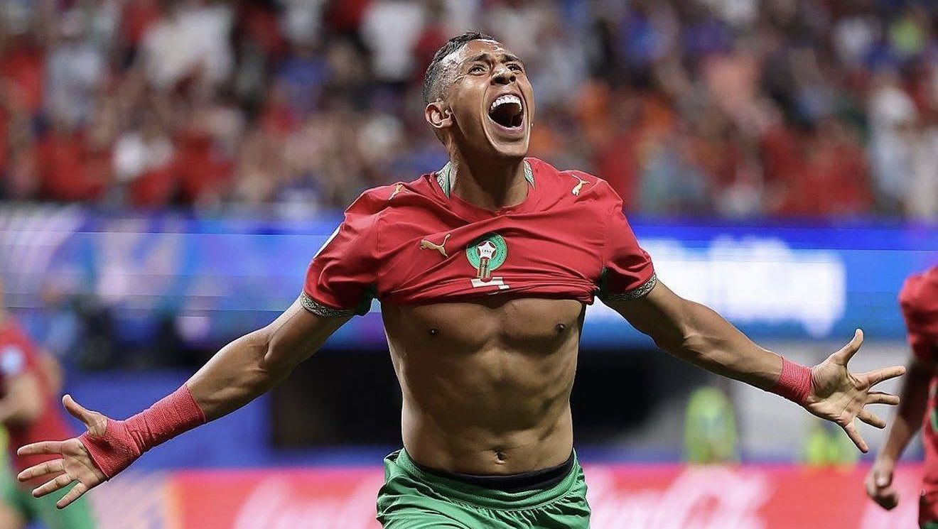 Rahimi, do Marrocos, celebra gol contra o Haiti