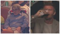 Matthew Broderick e David Beckham assistem a jogo do Brasil no estádio