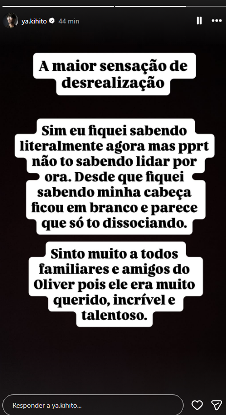 Influenciador desabafa sobre morte de Oliver Tree • Instagram/ Akihito