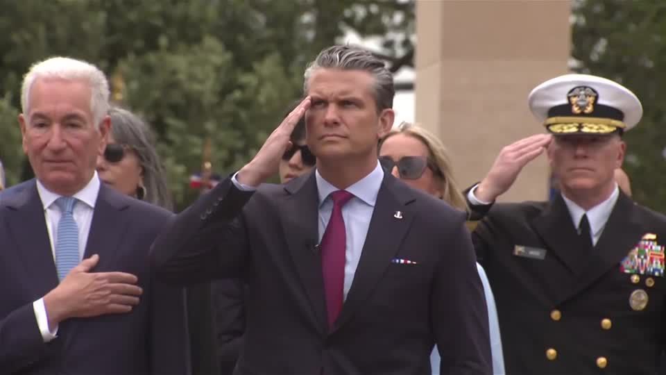 Hegseth uses D‑Day speech to warn of ‘dangerous’ migrants arriving in Europe