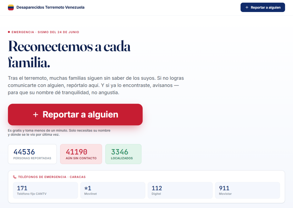 Site não oficial indica mais de 40 mil desaparecidos na Venezuela após terremotos