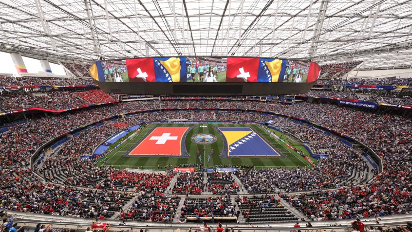 Sofi Stadium, em Los Angeles, é considerado um dos estádios mais tecnológicos da Copa do Mundo • Richard Heathcote/Getty Images