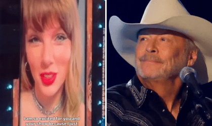 Taylor Swift aparece com mensagem em show de Alan Jackson