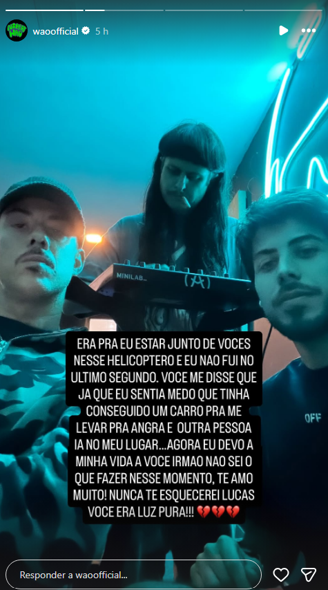Victor WAO diz que desistiu de embarcar em helicóptero que caiu de última hora • Instagram/ Victor Wao