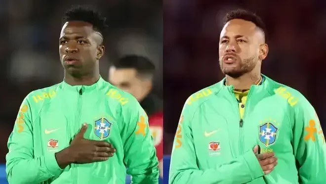 Vini Jr. e Neymar pela Seleção Brasileira