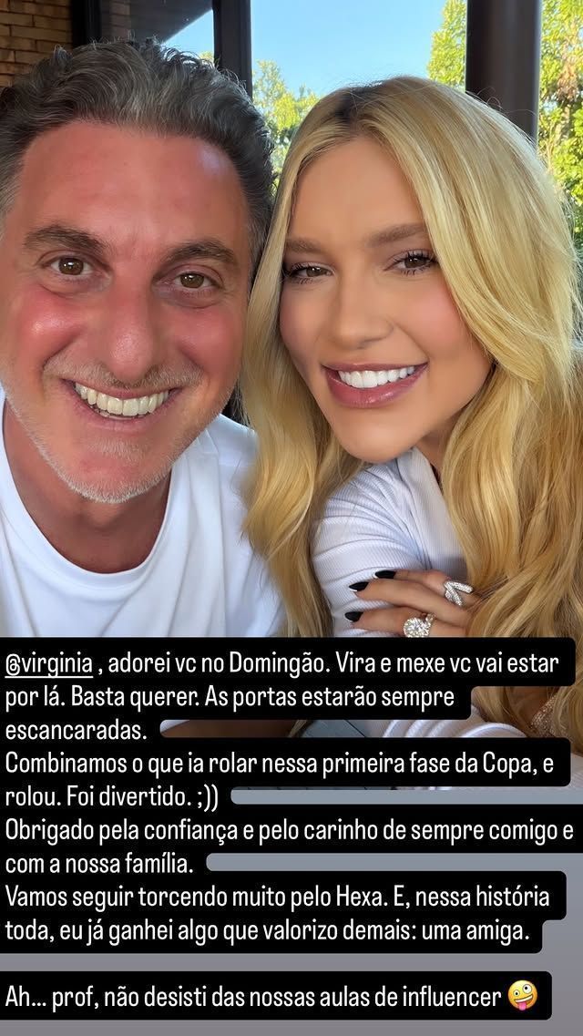 Luciano Huck agradece Virginia por quadro no Domingão • Instagram/Luciano Huck
