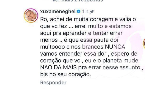 Xuxa deleta comentário em apoio a Rodrigo Branco • Instagram/Rodrigo Branco