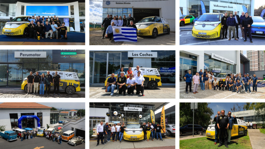 Montagem de fotos de Rainer Zietlow com seu VW ID. Buzz • DIvulgação VW
