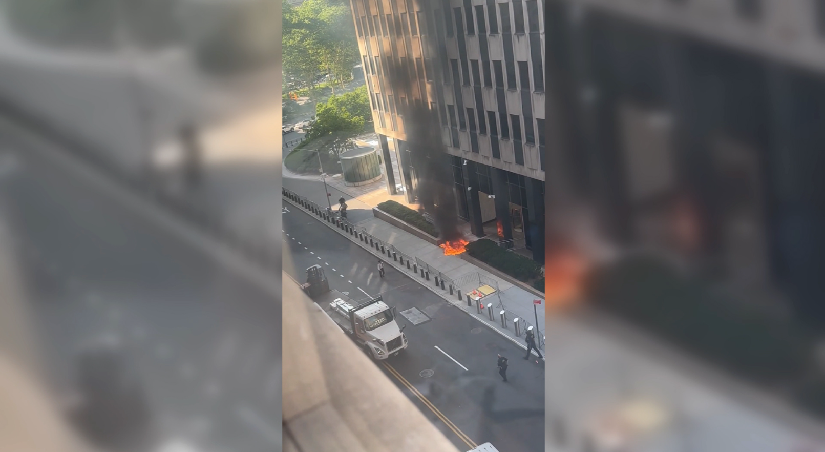 Homem está sob custódia sob a suspeita de ter lançado um artefato incendiário contra um prédio federal na cidade de Nova York