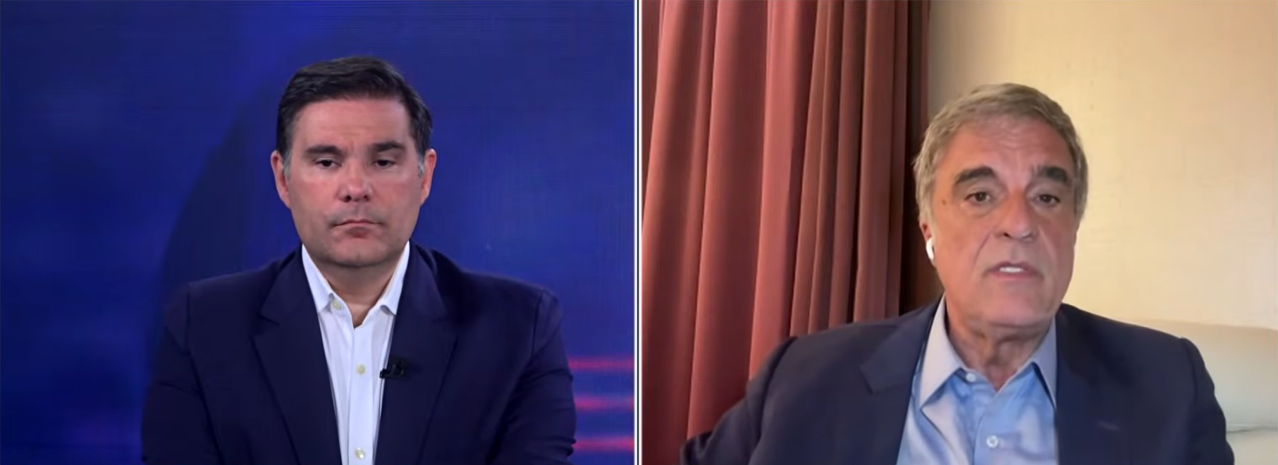 O  empresário Leonardo Bortoletto e o comentarista da CNN Brasil José Eduardo Cardozo em O Grande Debate