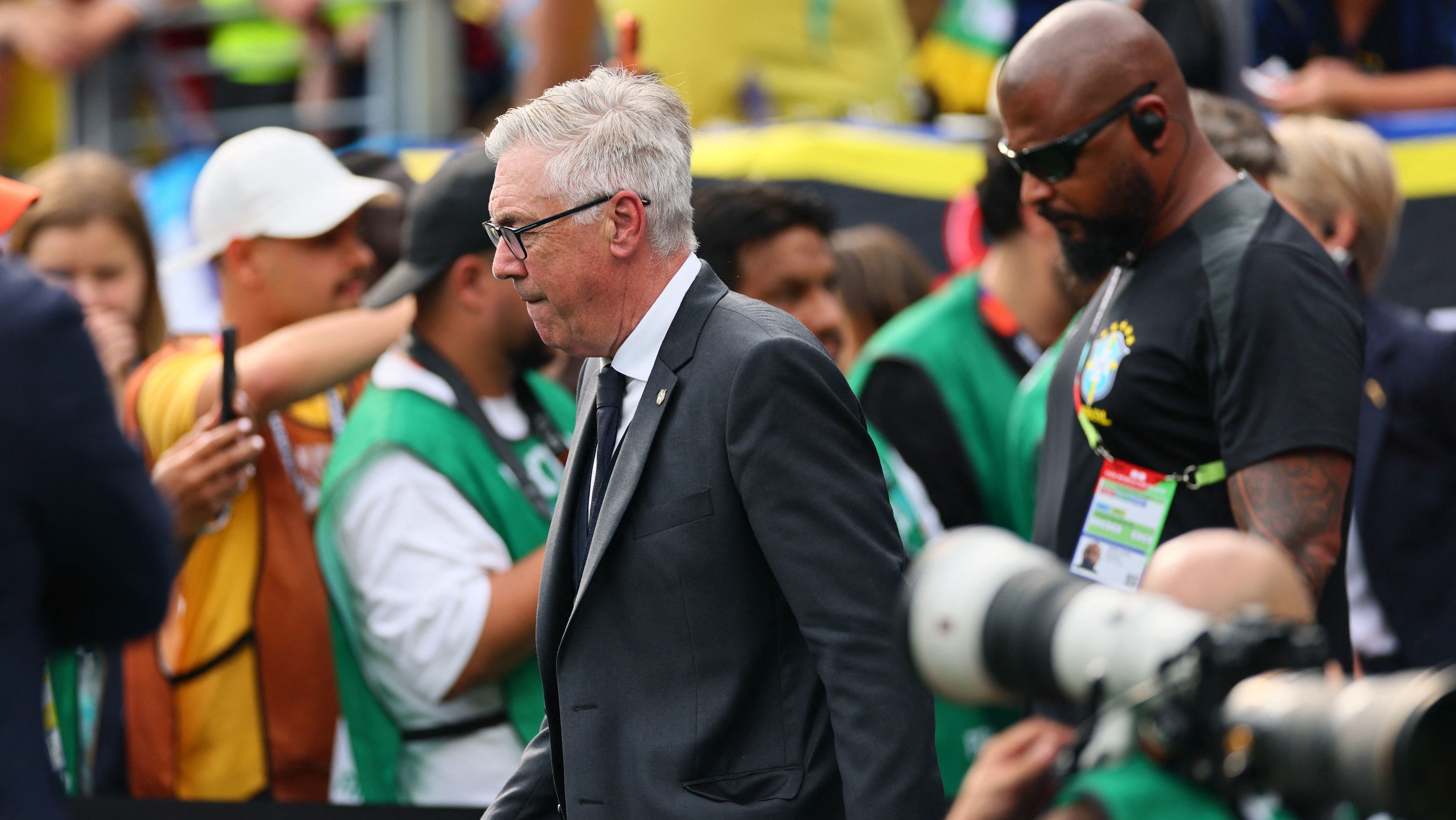 O técnico do Brasil, Carlo Ancelotti, antes do segundo tempo 5 de julho de 2026