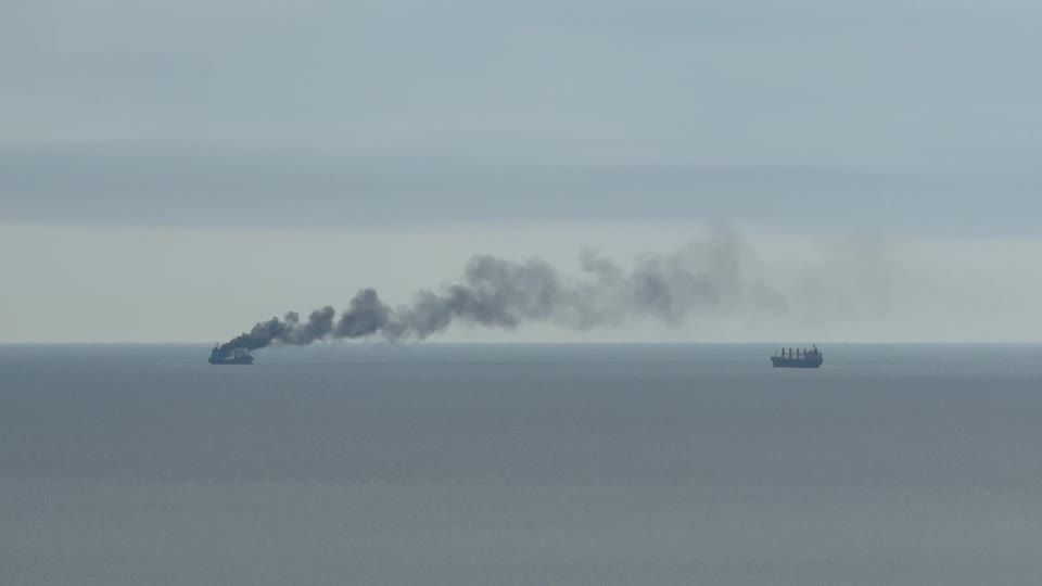 Ship aflame off Odesa as Ukraine says civilian vessel struck