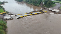 Ponte é destruída pela segunda vez após fortes chuvas no RS