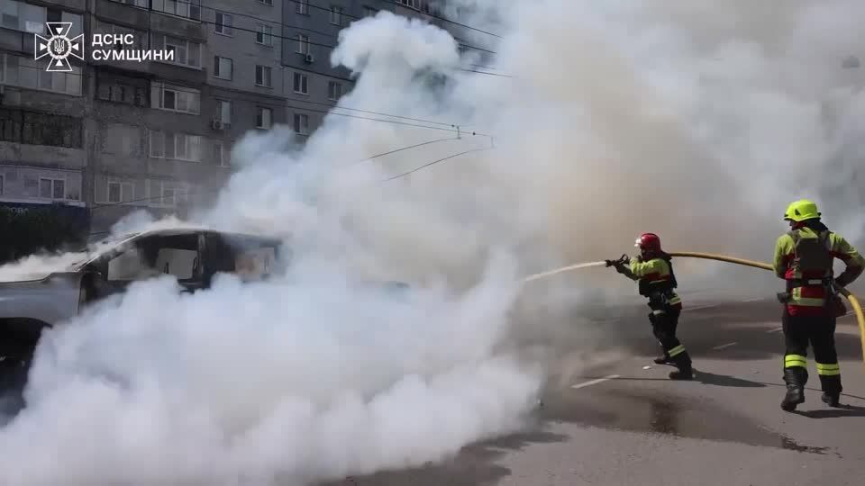 Ukraine emergency services release video showing devastating aftermath of Russian strike on Sumy