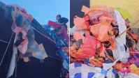 Balão cai e atinge escola municipal em Santos, no litoral de São Paulo