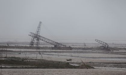Danos causados pelo tufão Bavi em Wenzhou, na província de Zhejiang, na China
