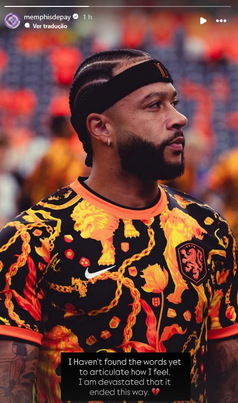 Jogador holandês lamentou eliminação na Copa • Instagram/Memphis Depay