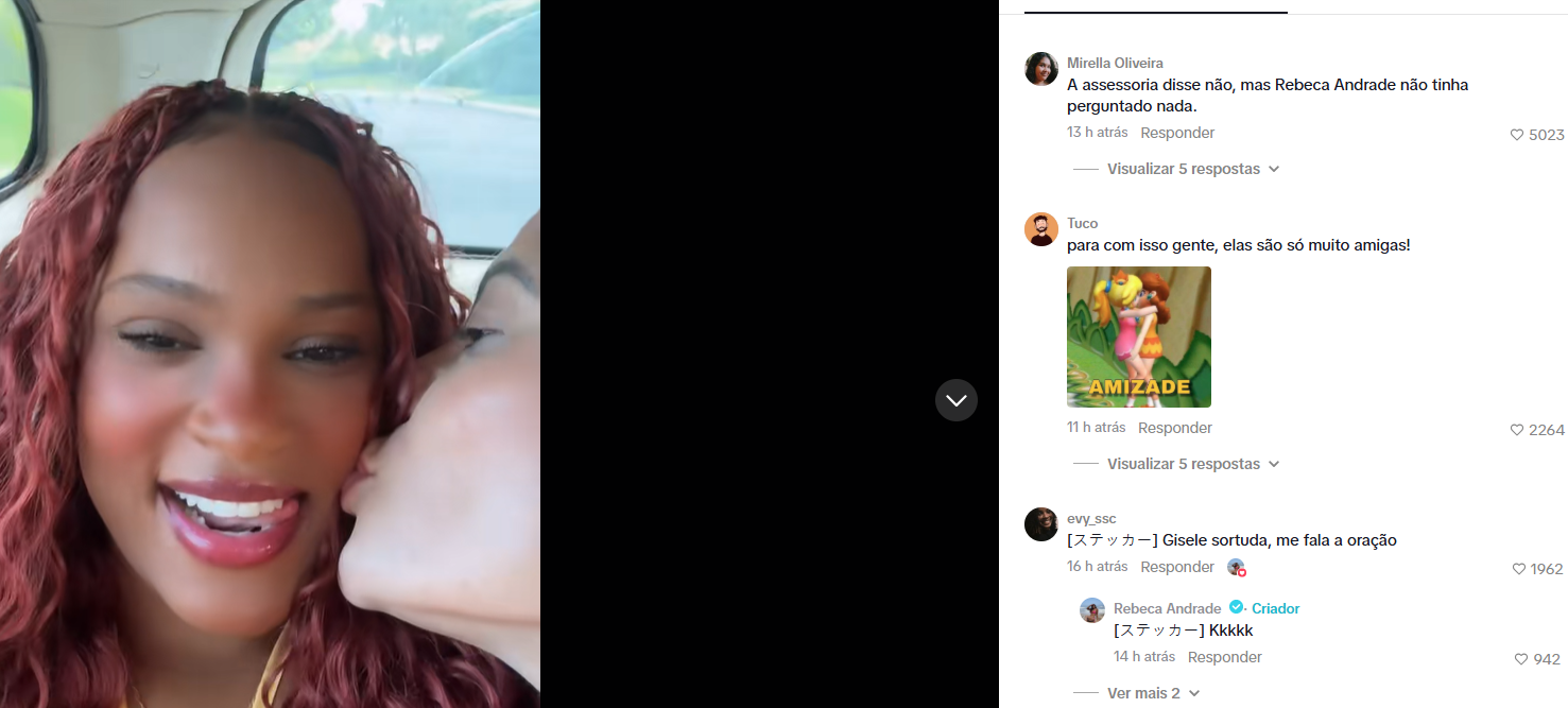 Rebeca Andrade reagiu a comentário de fã sobre "oração" • TikTok/Rebeca Andrade