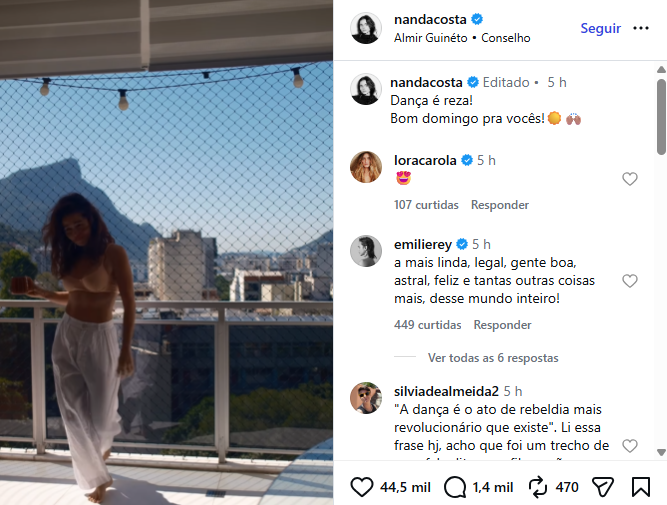 Nanda Costa ganhou elogio de Emilie Rey • Instagram/Nanda Costa