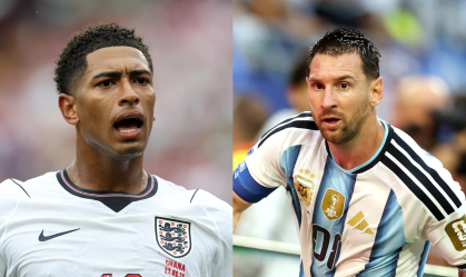 Jude Bellingham, da Inglatera, e Lionel Messi, da Argentina