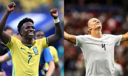 Imagem de destaque do post: Quem é mais decisivo? Veja os números de Vini Jr. e Haaland pelas seleções