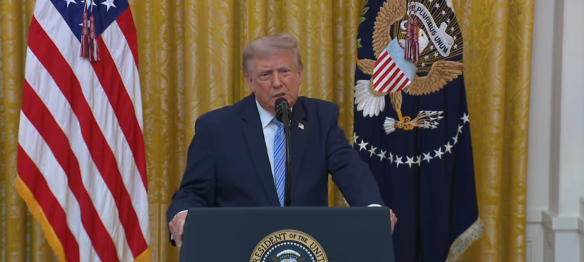 O presidente dos EUA, Donald Trump, em discurso à nação nesta quinta-feira (16)