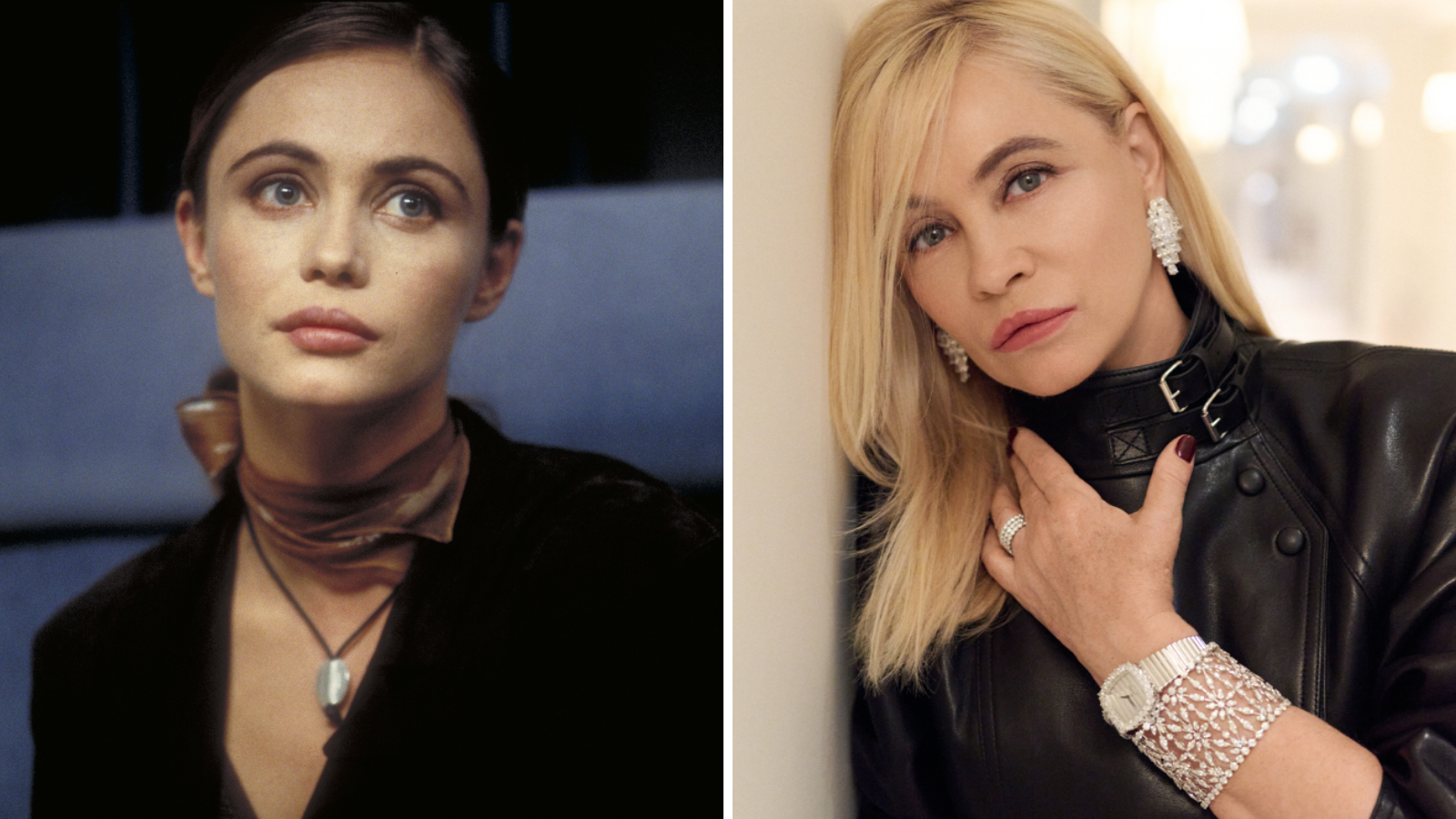 Emmanuelle Béart antes e depois • Divulgação e Reprodução/Instagram Emmanuelle Béart